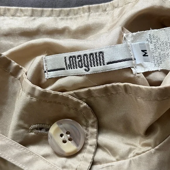 I. Magnin Beige Button-Up Rain Coat - Picture 2 of 5
